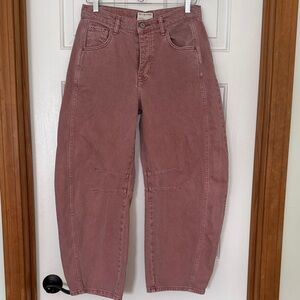 Free People Dusty Rose Barrel Leg Jeans